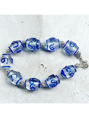 2570mc. Blue Lampwork Glass Bracelet